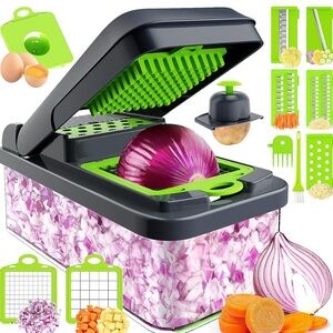 Multi-Function Vegetable Chopper with Green Accents
